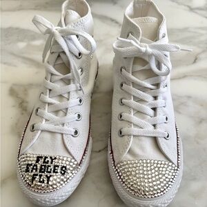 Converse Sneakers White Rhinestone Gems Kids Sneakers Hannah Fly Eagles Fly